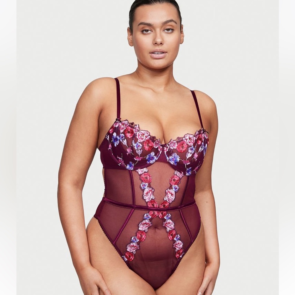 Victoria Secret embroidered Demi underwire bra sexy teddy